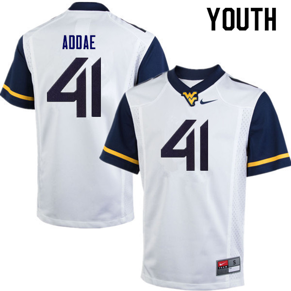NCAA Youth Alonzo Addae West Virginia Mountaineers White #41 Nike Stitched Football College Authentic Jersey ZD23Q88ZK